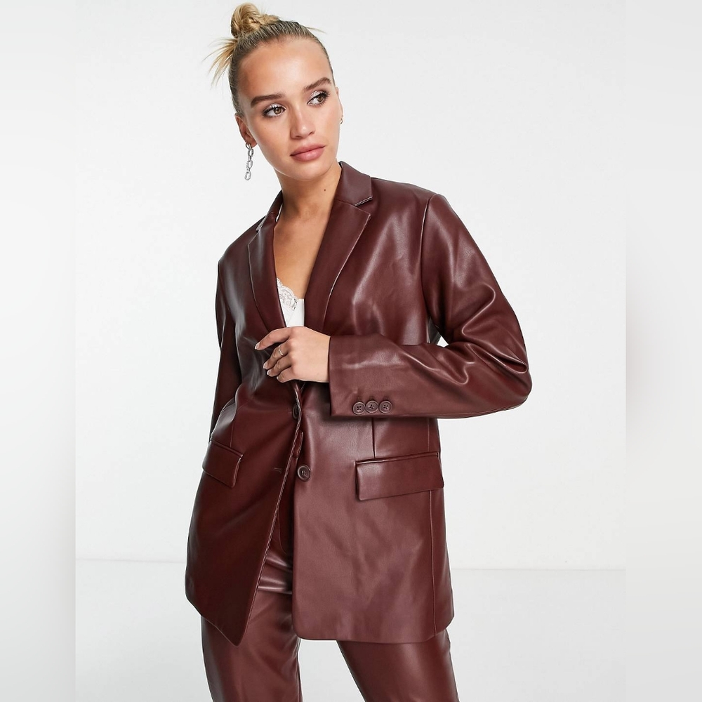 French Connection Crolenda Faux Leather Blazer
